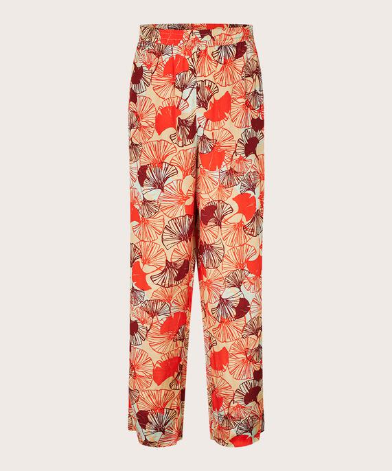 Gemusterte Viskosehose mit elastischem Bund, Poinciana