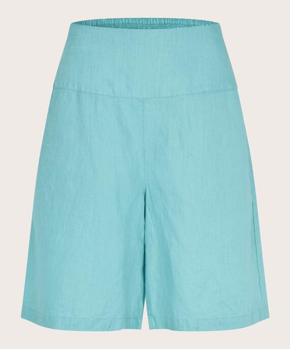 Leinenshorts Mit Gesmoktem Gummizug Hinten, Aqua