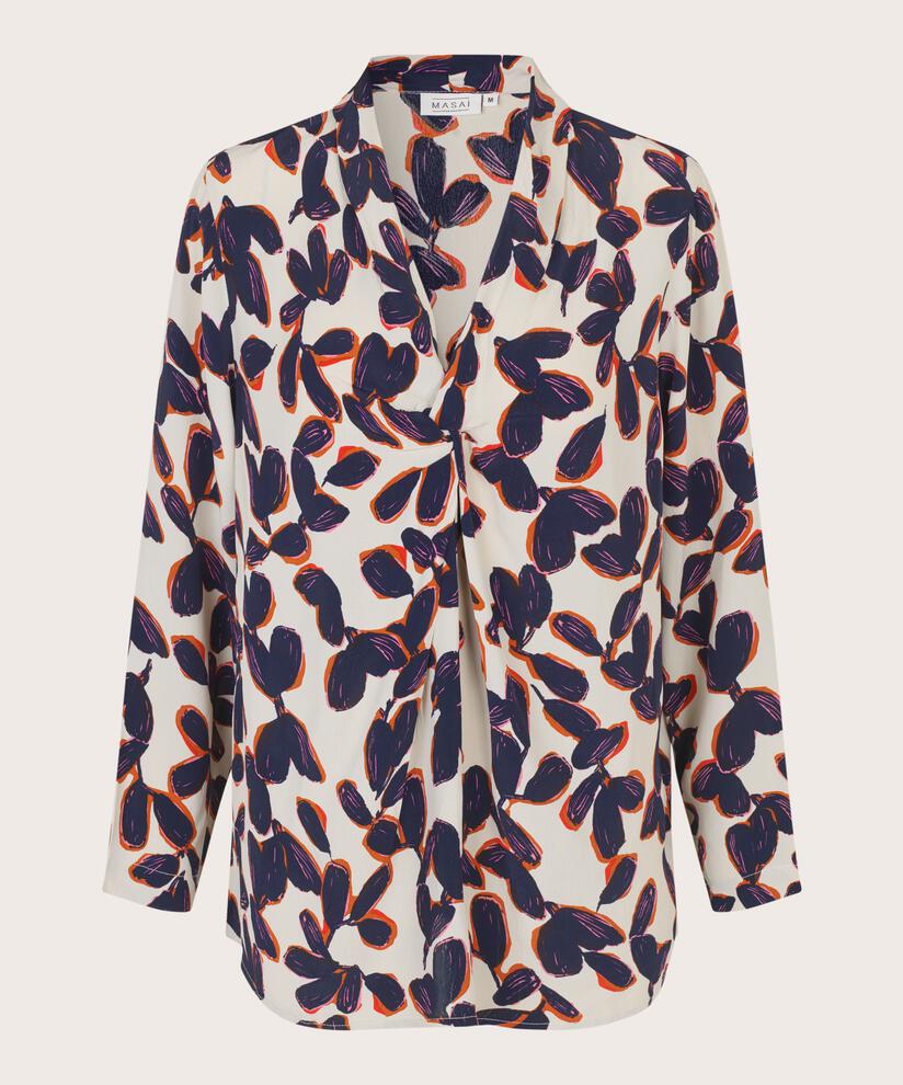 Viskosebluse mit Knotendetail, Umber