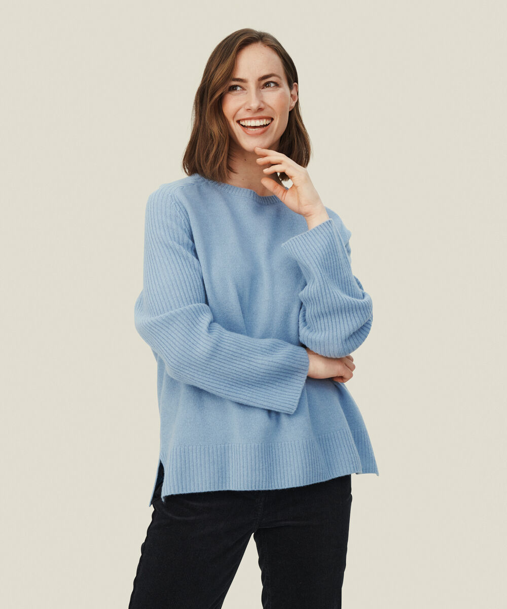 FRILLA TOP, Faded Denim