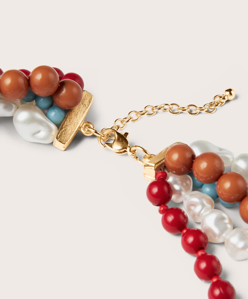 Halskette mit farbigen Perlen, Aqua