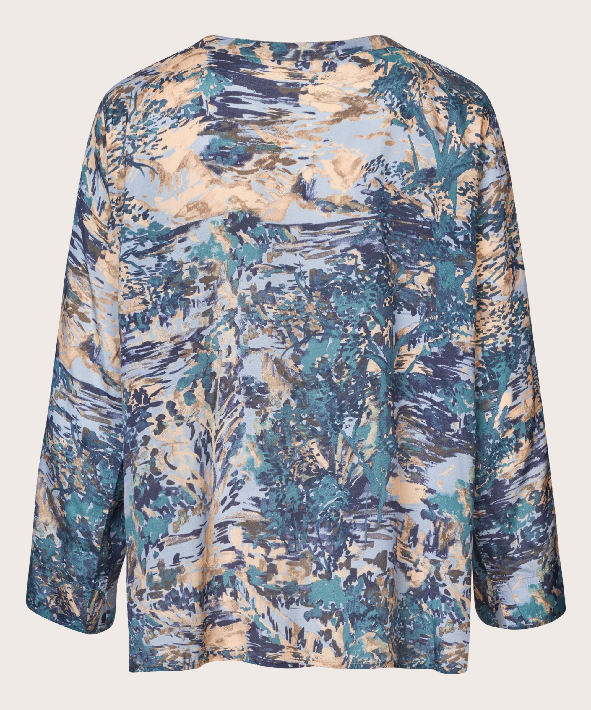 Viskosebluse mit V-Ausschnitt, Teal