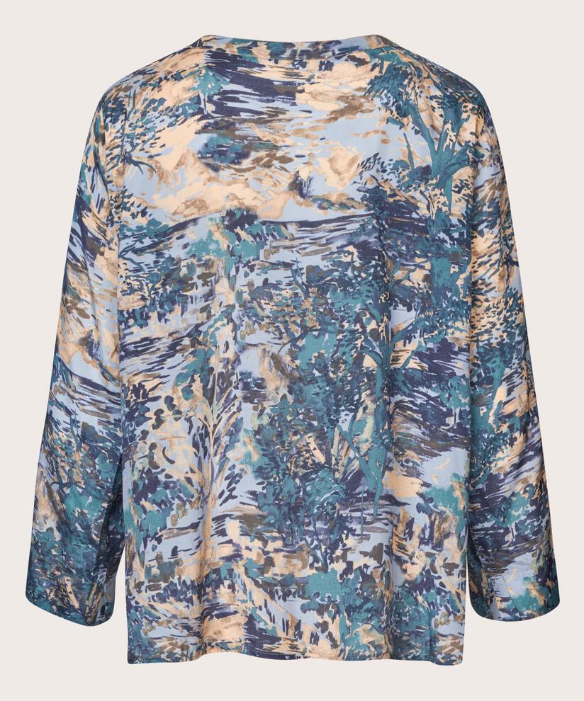Viskosebluse mit V-Ausschnitt, Teal