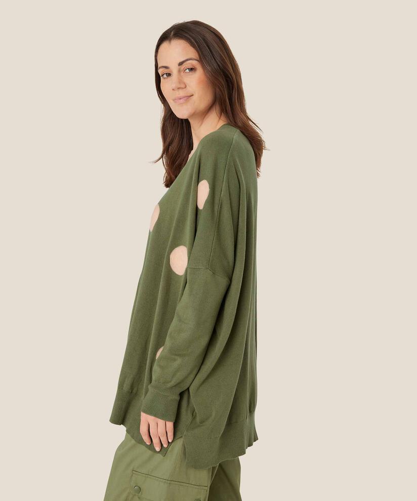 Feinstrick-Cardigan mit eingewebten Punkten, Loden Green