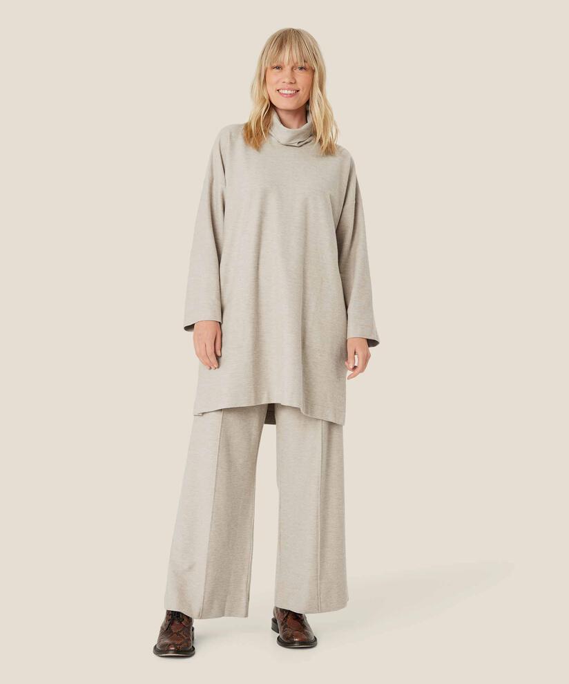 Jerseyhose mit elastischem Bund, Beige melange