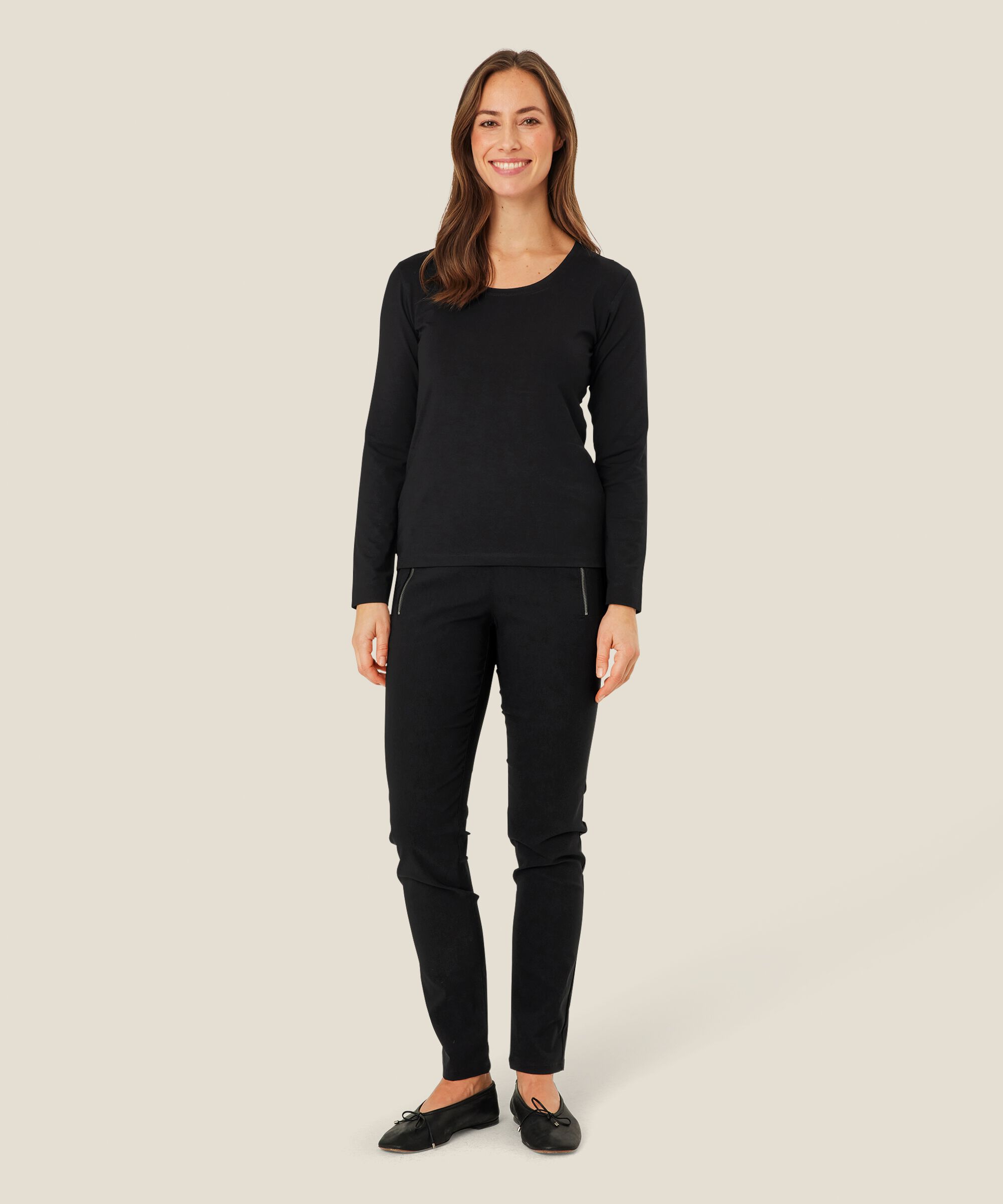 Weiches Jersey-Top mit langen Ärmeln, Black