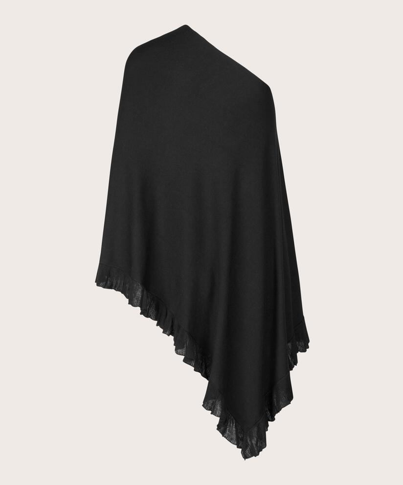 Strickponcho mit asymmetrischem Schnitt, Black
