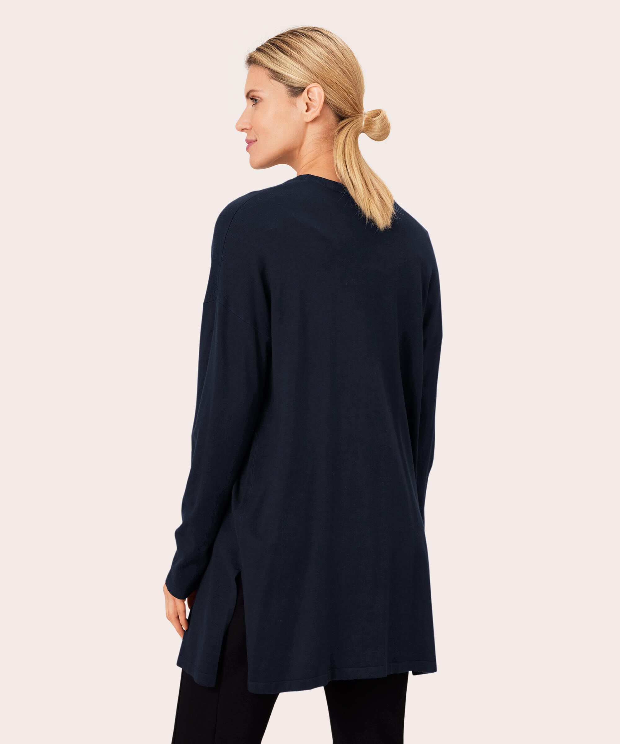 Feinstrick-cardigan Mit Geradem Schnitt, Navy