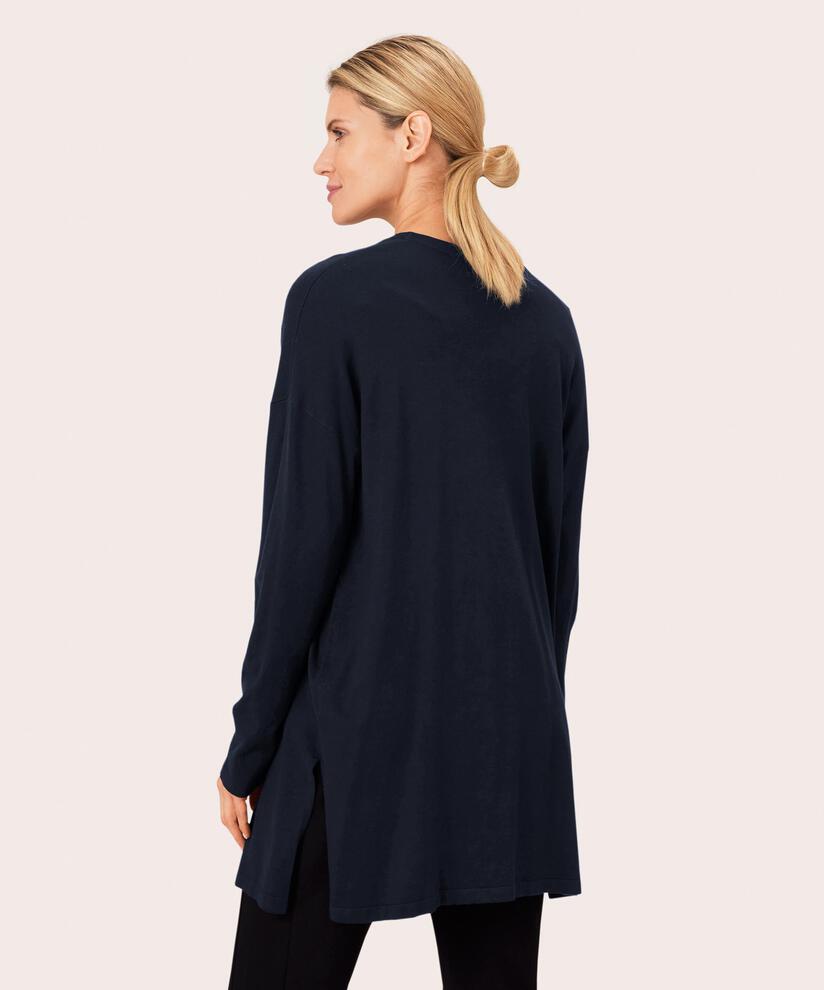 Feinstrick-cardigan Mit Geradem Schnitt, Navy