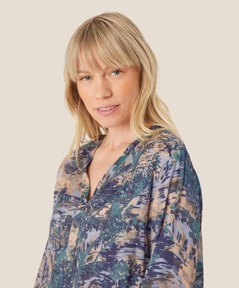 Viskosebluse mit V-Ausschnitt, Teal