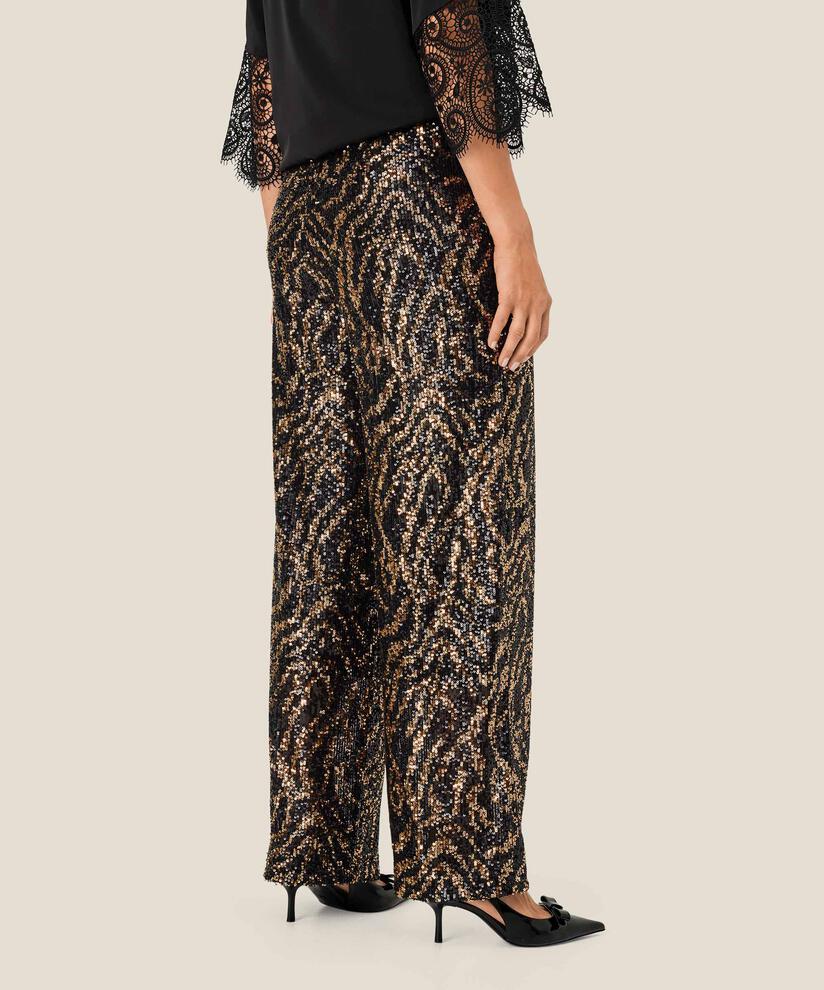Paillettenhose mit Gummizug und verstecktem Reißverschluss, Black
