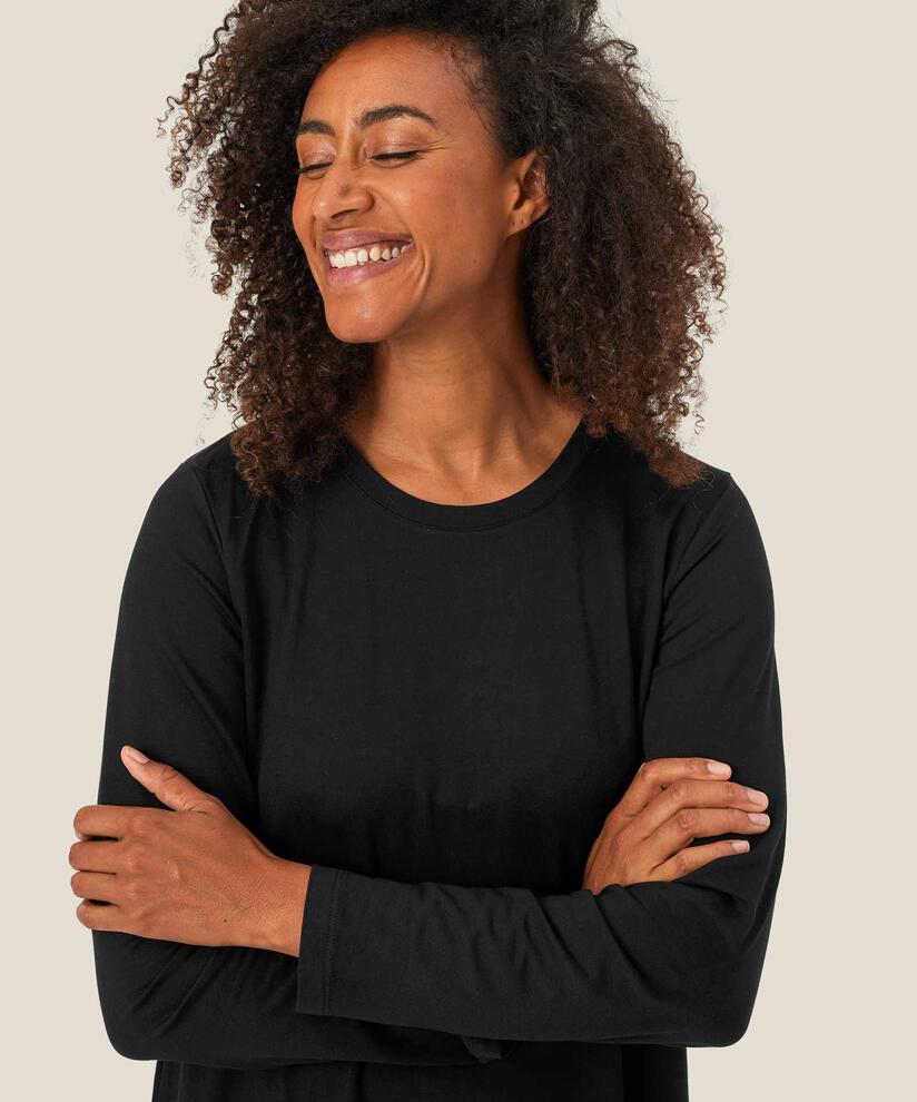 Jersey-Top mit Falten auf der Rückseite, Black