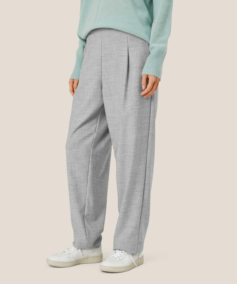 Hose mit geradem Bein und elastischem Bund hinten, L. Grey mel.