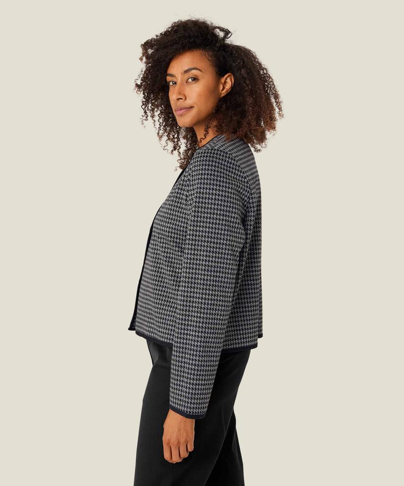 Karierte Jerseyjacke mit Knöpfen, Black