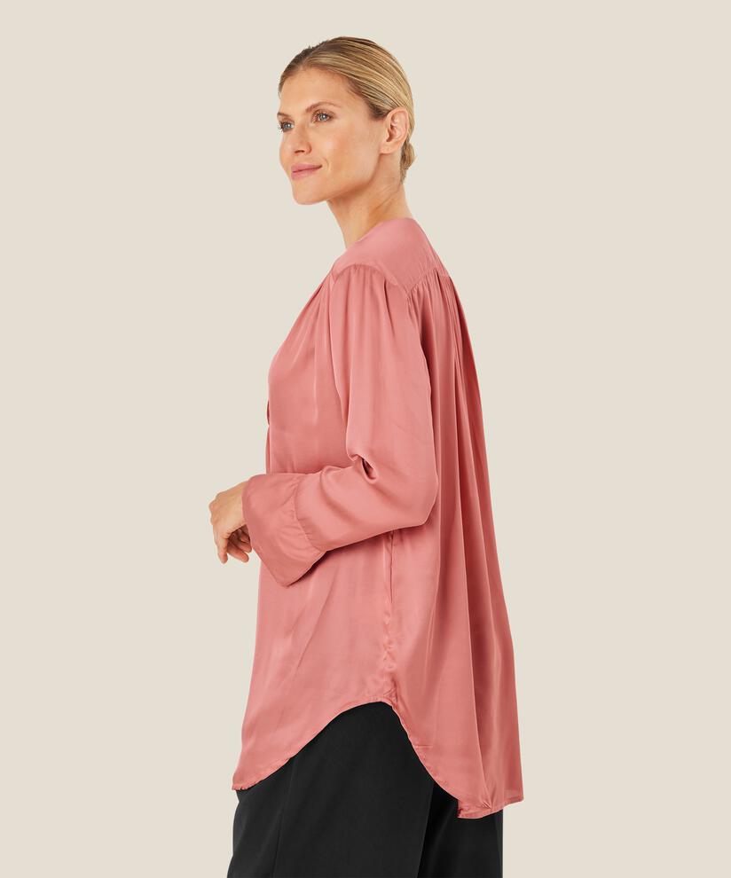 Tunika aus Viskosesatin mit Wickeleffekt, Ash rose