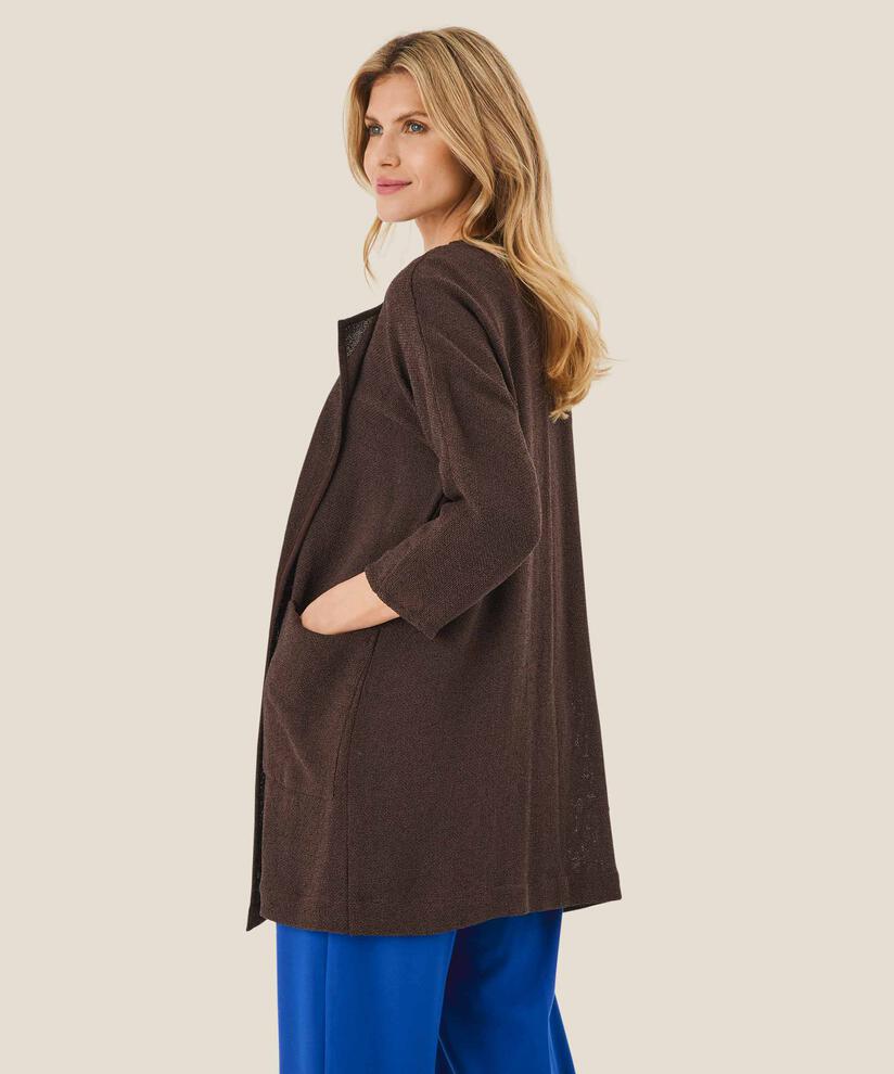 Lange Jacke Aus Bouclé, Coffee Bean