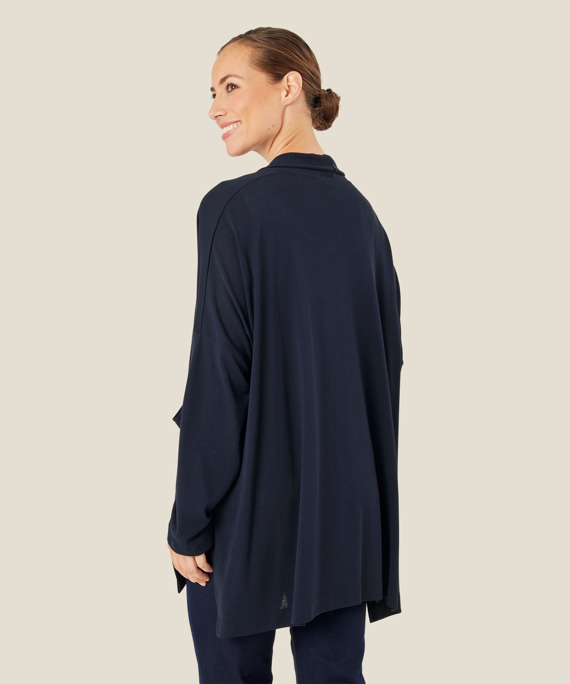 Jersey-Cardigan mit Taschen, Navy