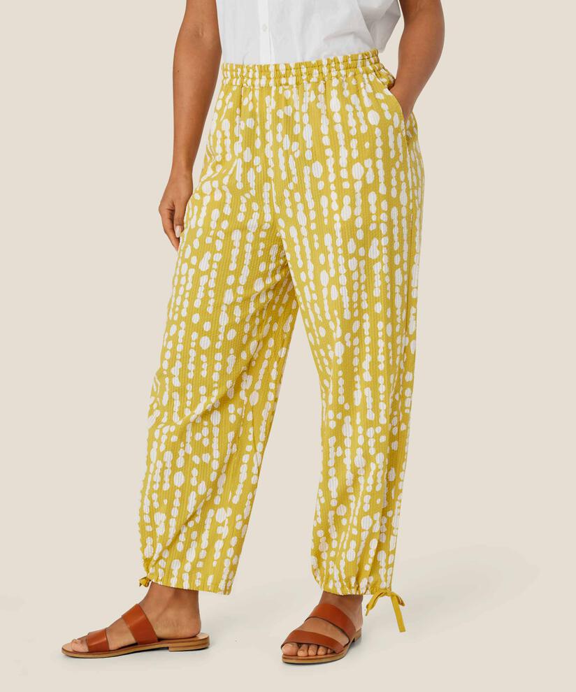 Bedruckte Baumwollhose mit elastischem Bund, Oil Yellow