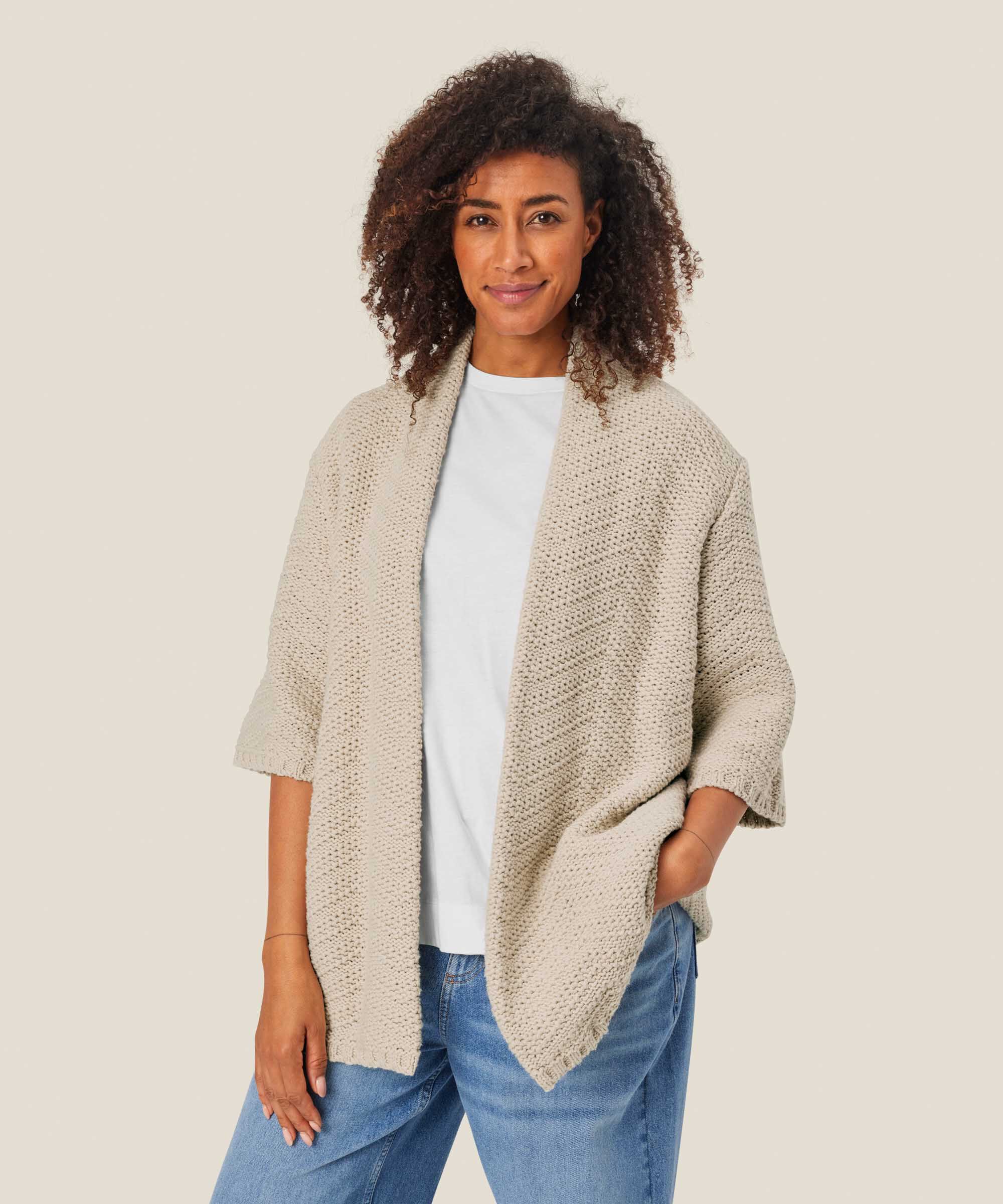 Offener Cardigan aus Baumwollmix, Whitecap