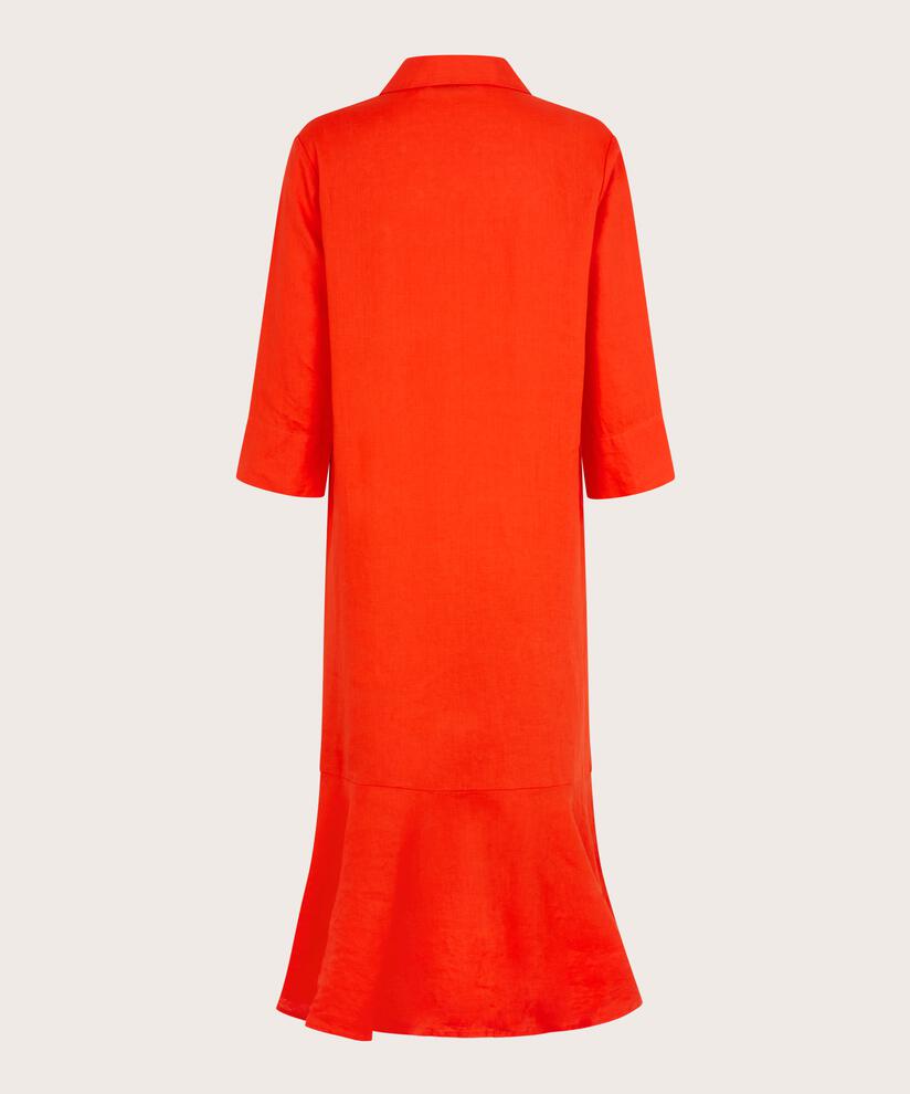 Leinenkleid mit Knöpfen und Taschen, Orange com