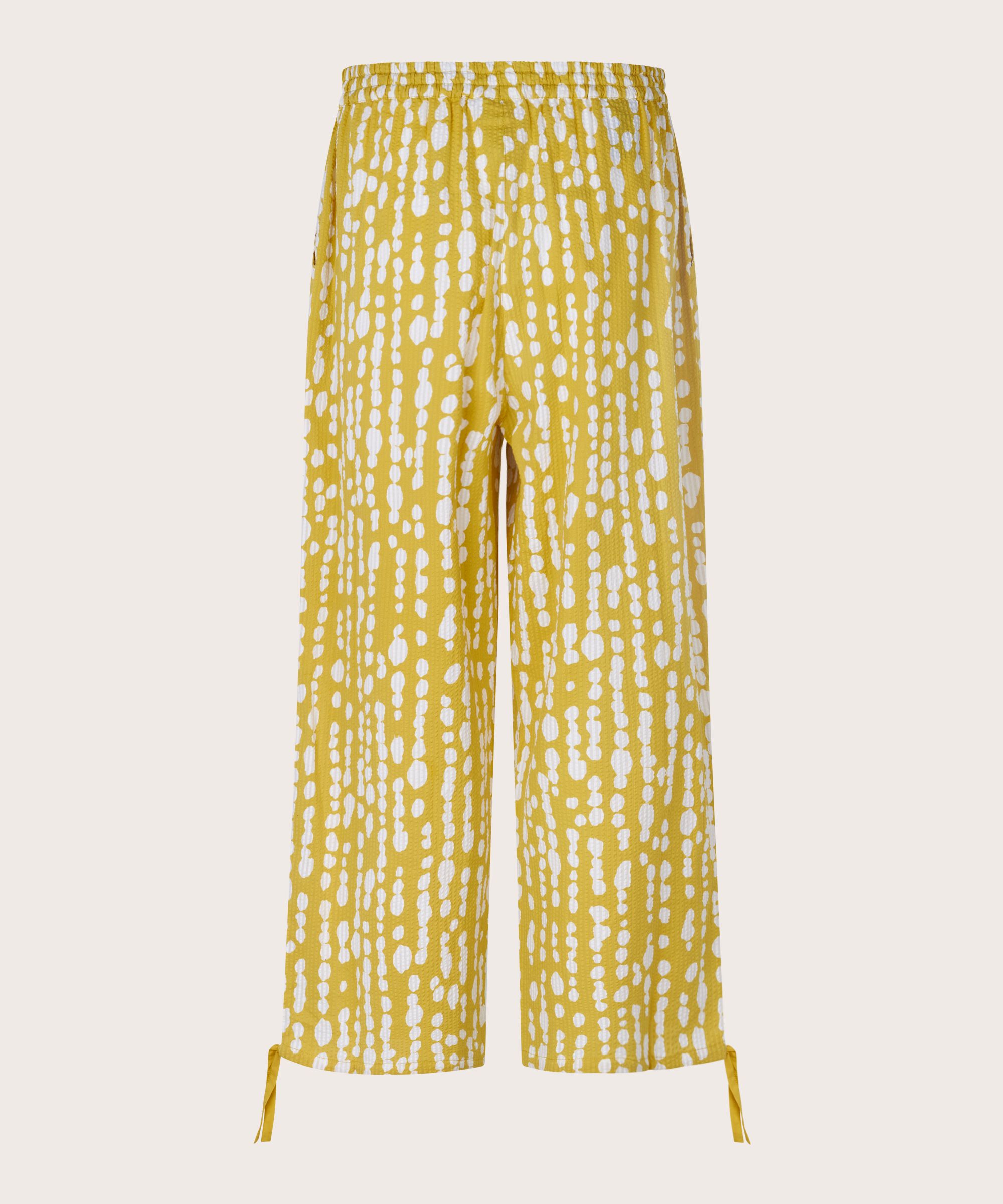 Bedruckte Baumwollhose mit elastischem Bund, Oil Yellow