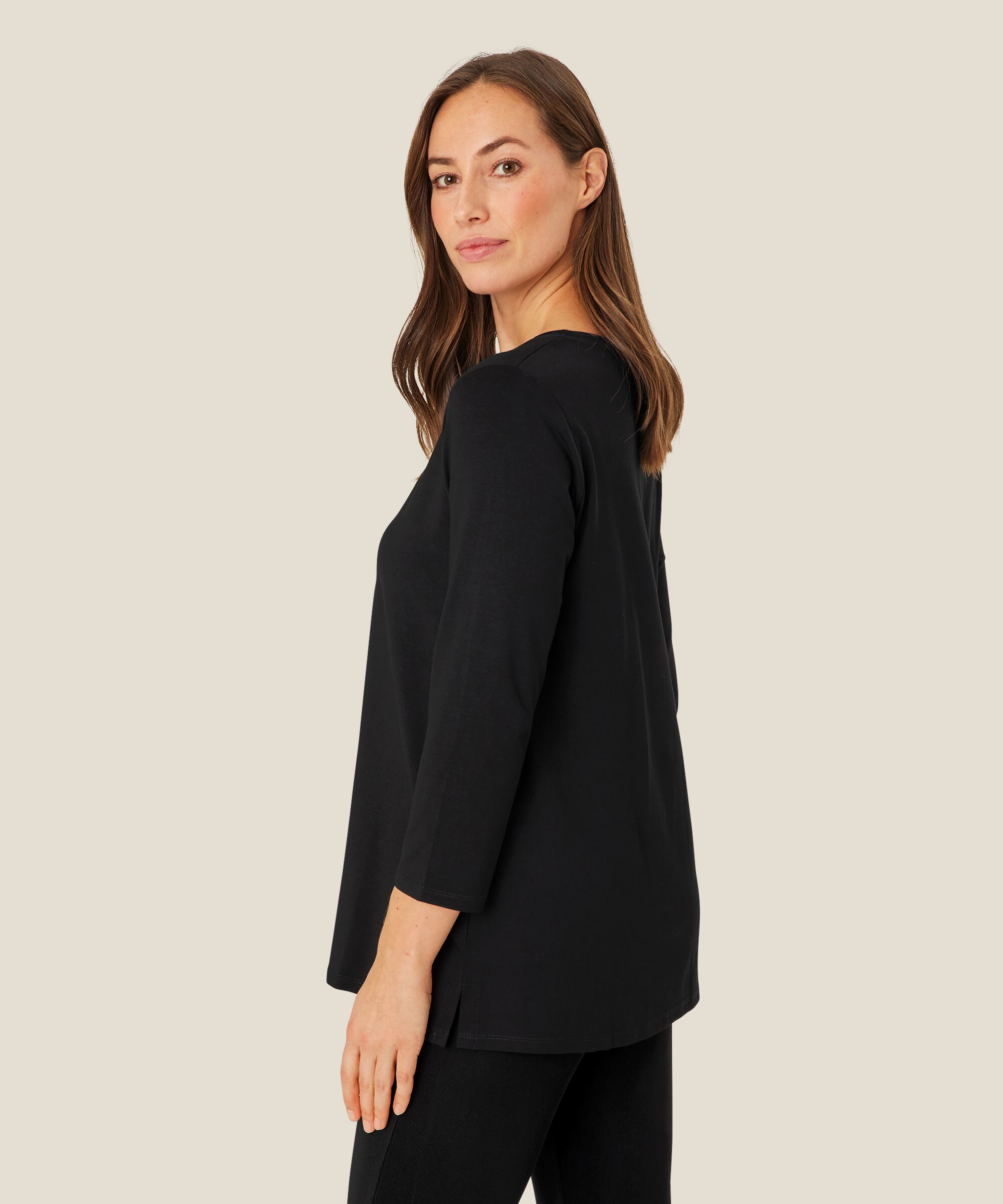 Shirt mit rundem Hals, Black