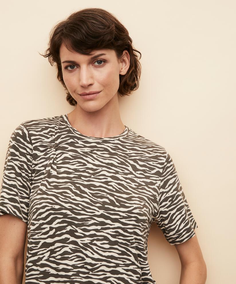 bedrucktes T-Shirt mit Knotendetails, Raven