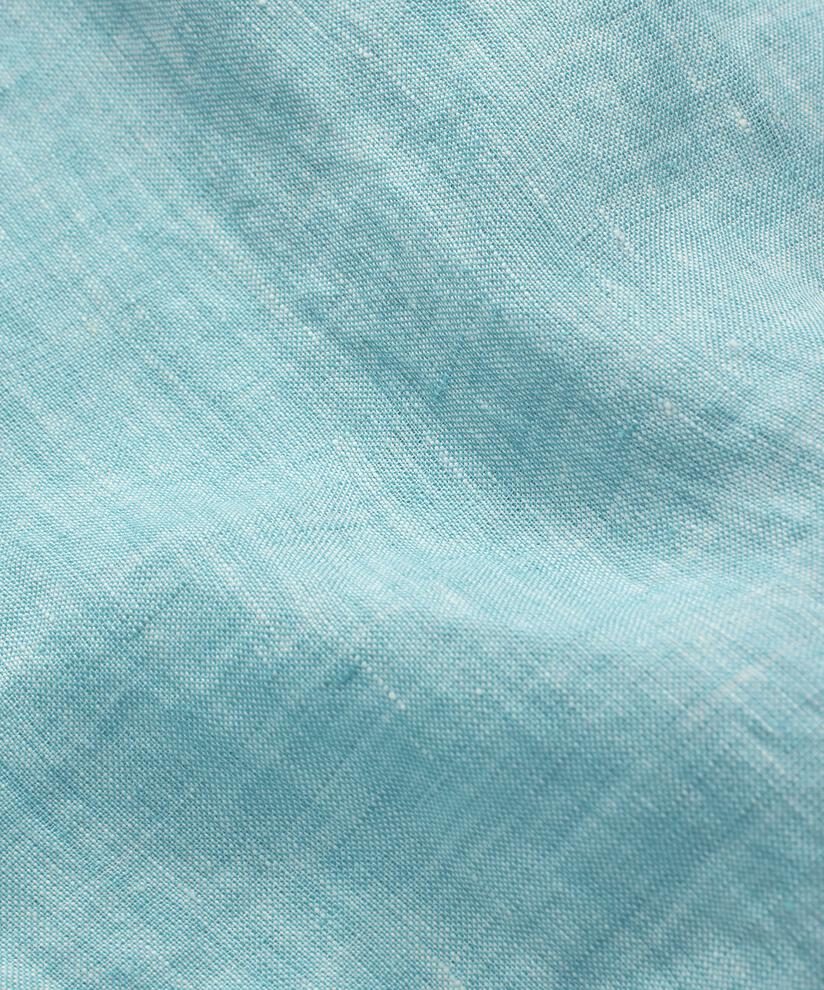 Leinenkleid mit Eingrifftaschen und Seitenschlitz, Aqua