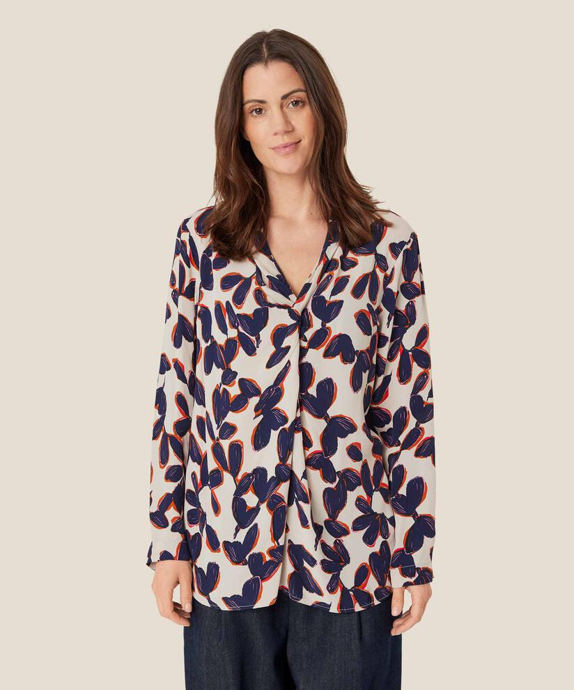 Viskosebluse mit Knotendetail, Umber