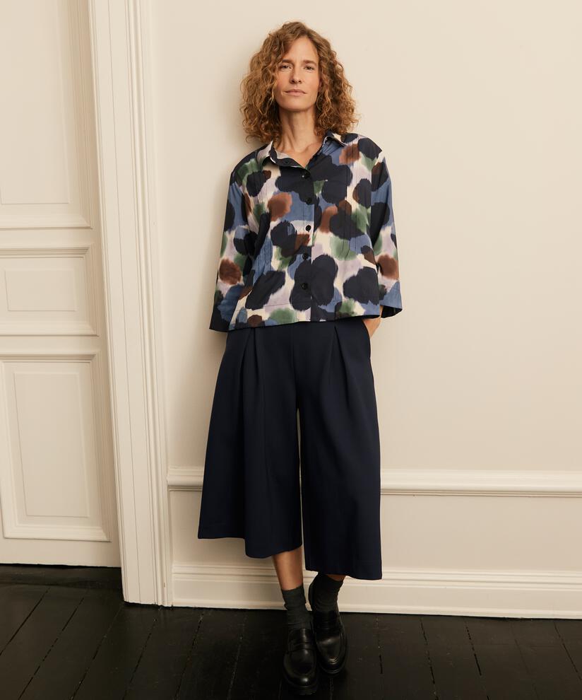 Viskose-Hemd mit 3/4-Arm und Ziernähten, Navy Blazer