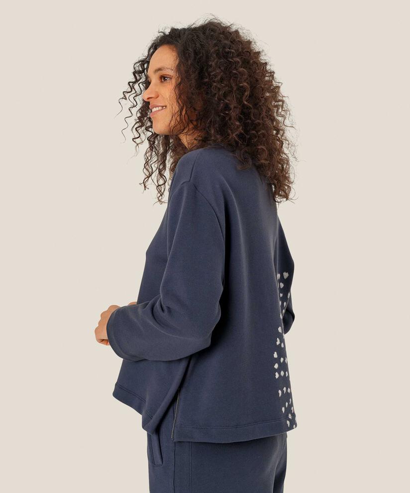 Sweatshirt mit handgemaltem Aufdruck, Mood Indigo