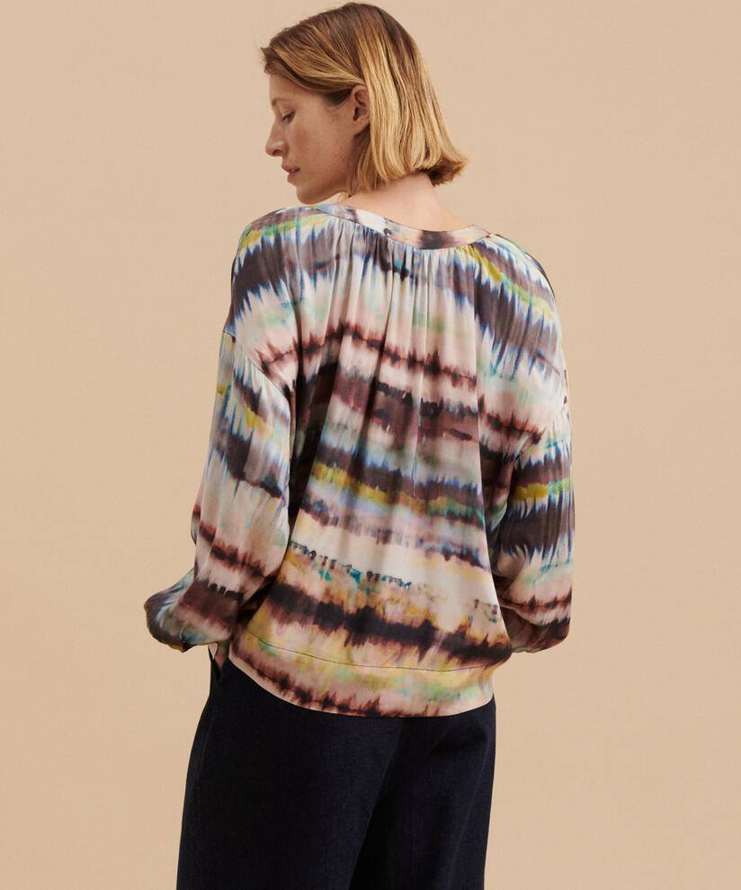 V-Ausschnitt-Bluse mit Knopfleiste, Misty Rose