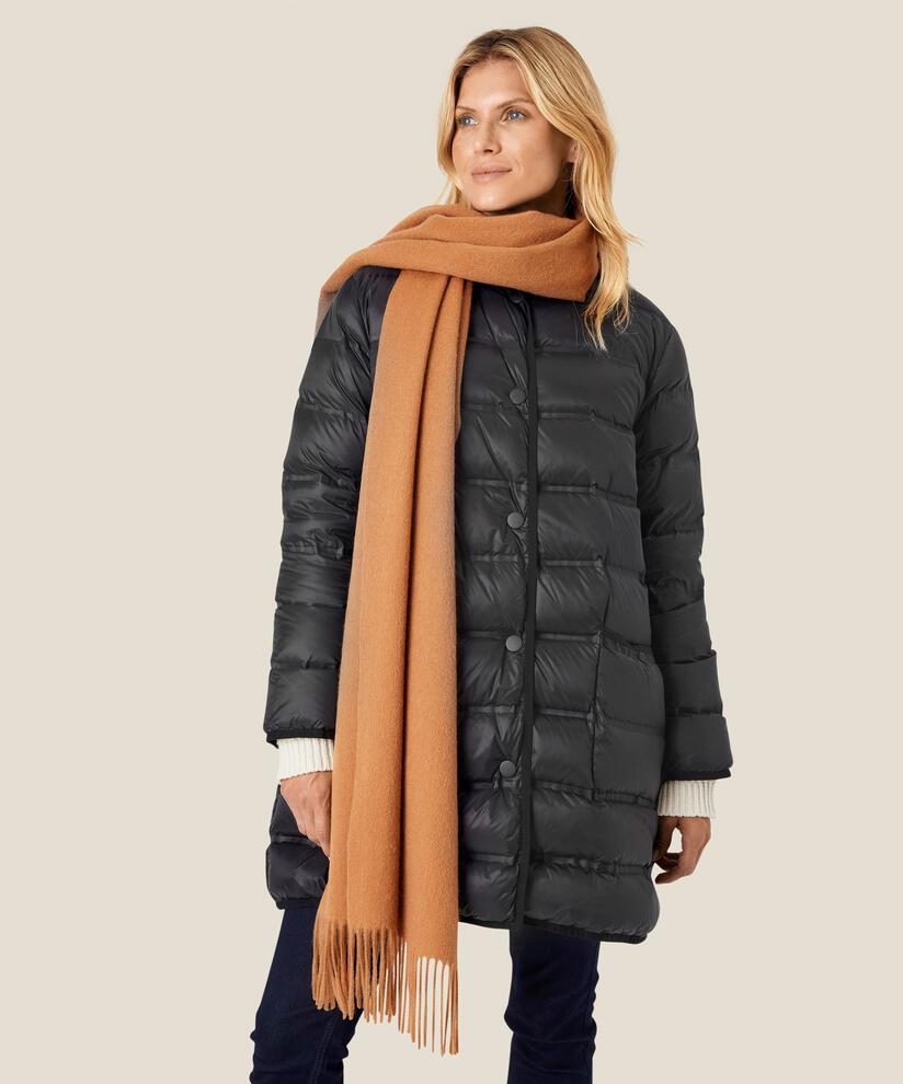 großer Wollschal mit Fransen, Tobacco Brown