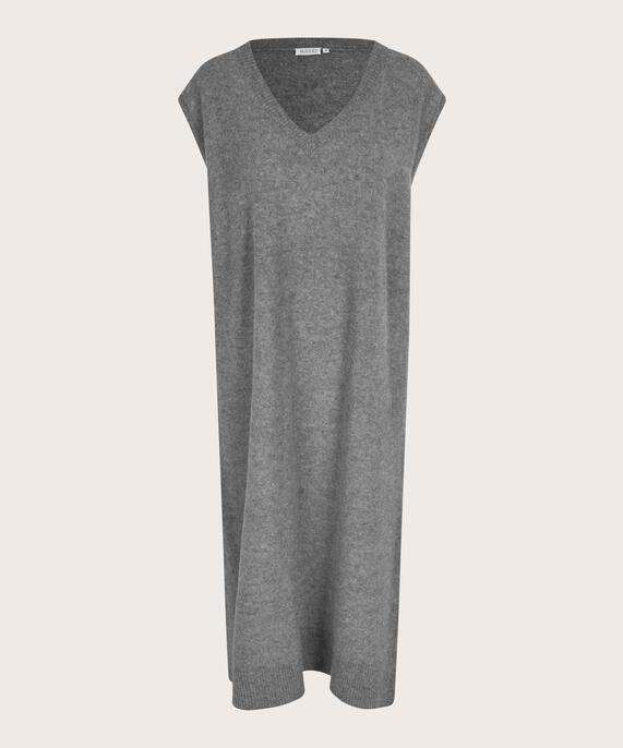 ärmelloses Strickkleid mit Seitenschlitzen, M. Grey mel.