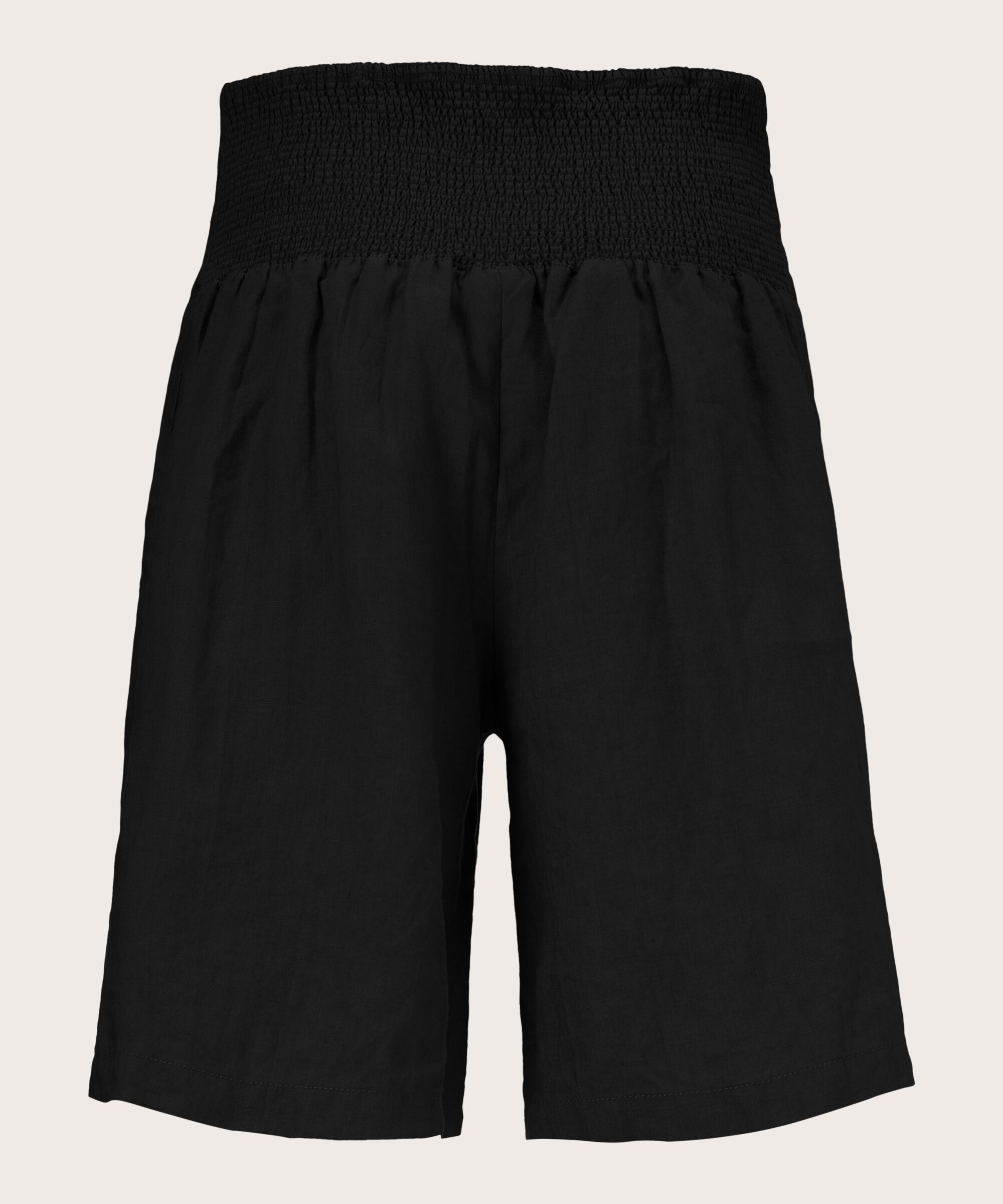 Leinenshorts Mit Gesmoktem Gummizug Hinten, Black