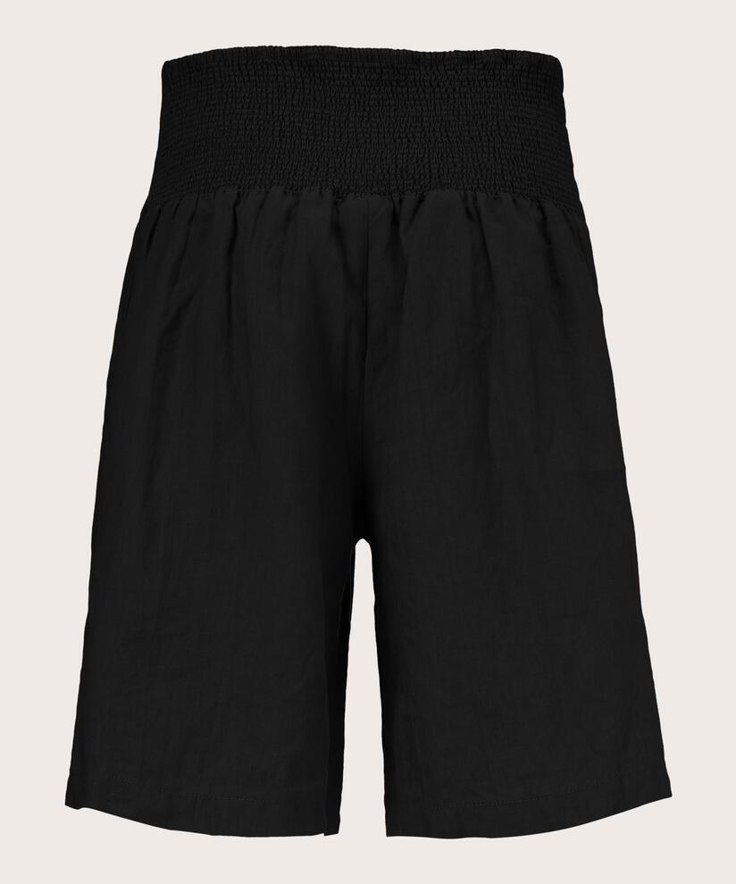 Leinenshorts Mit Gesmoktem Gummizug Hinten, Black