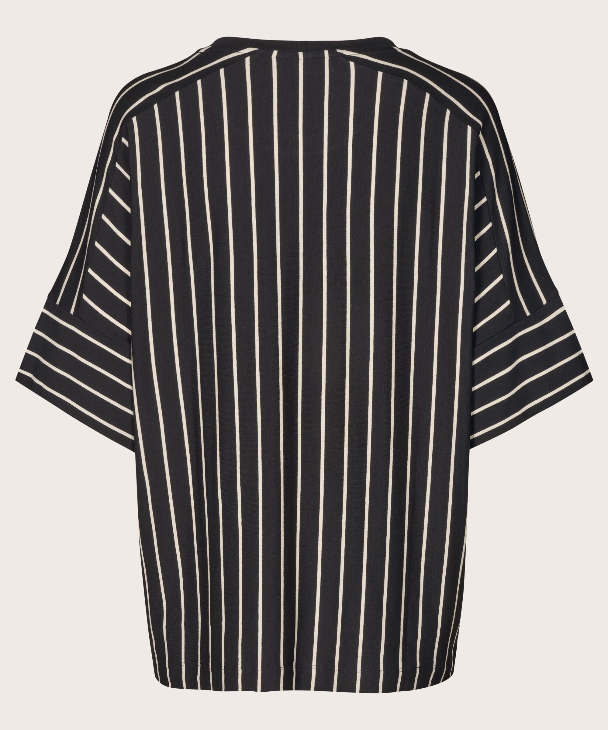 Gestreiftes T-Shirt mit Rundhalsausschnitt, Black