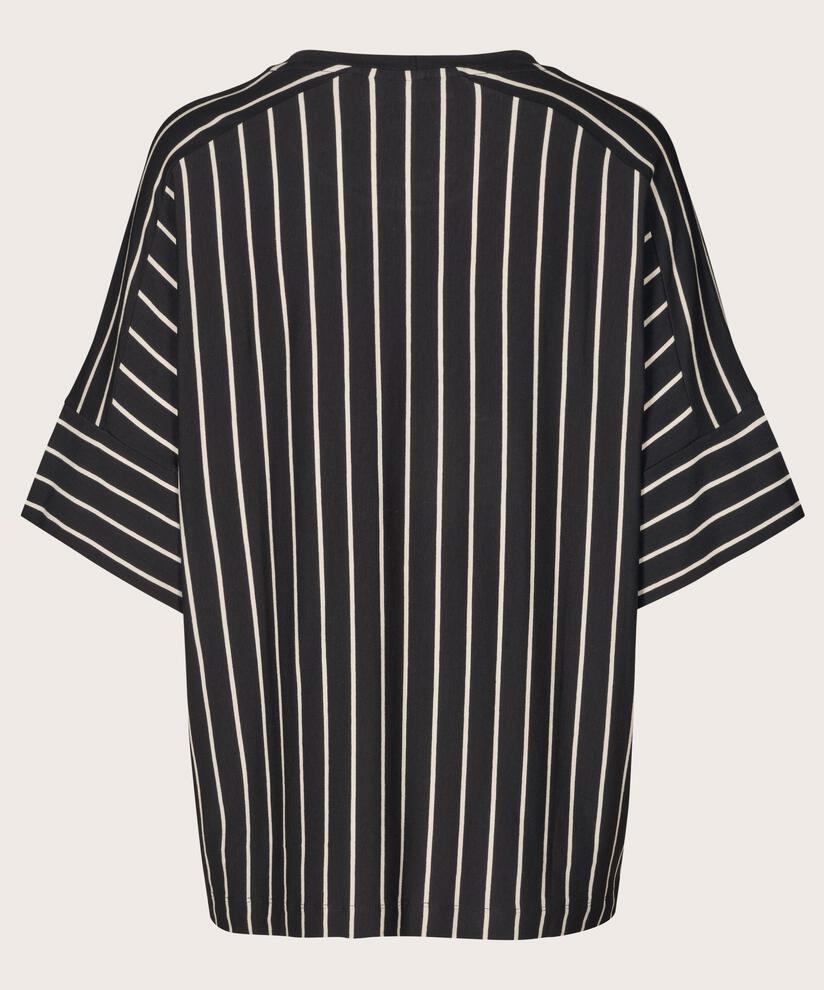 Gestreiftes T-Shirt mit Rundhalsausschnitt, Black