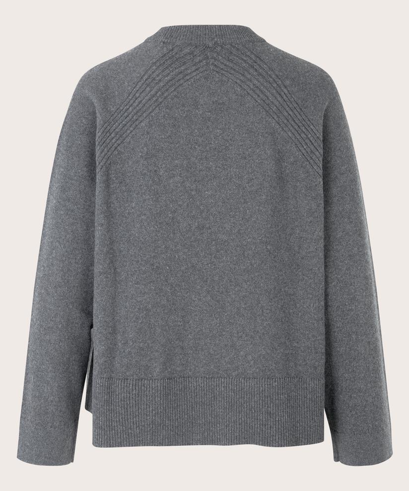 Strickpullover mit gerippten Kanten, M. Grey mel.