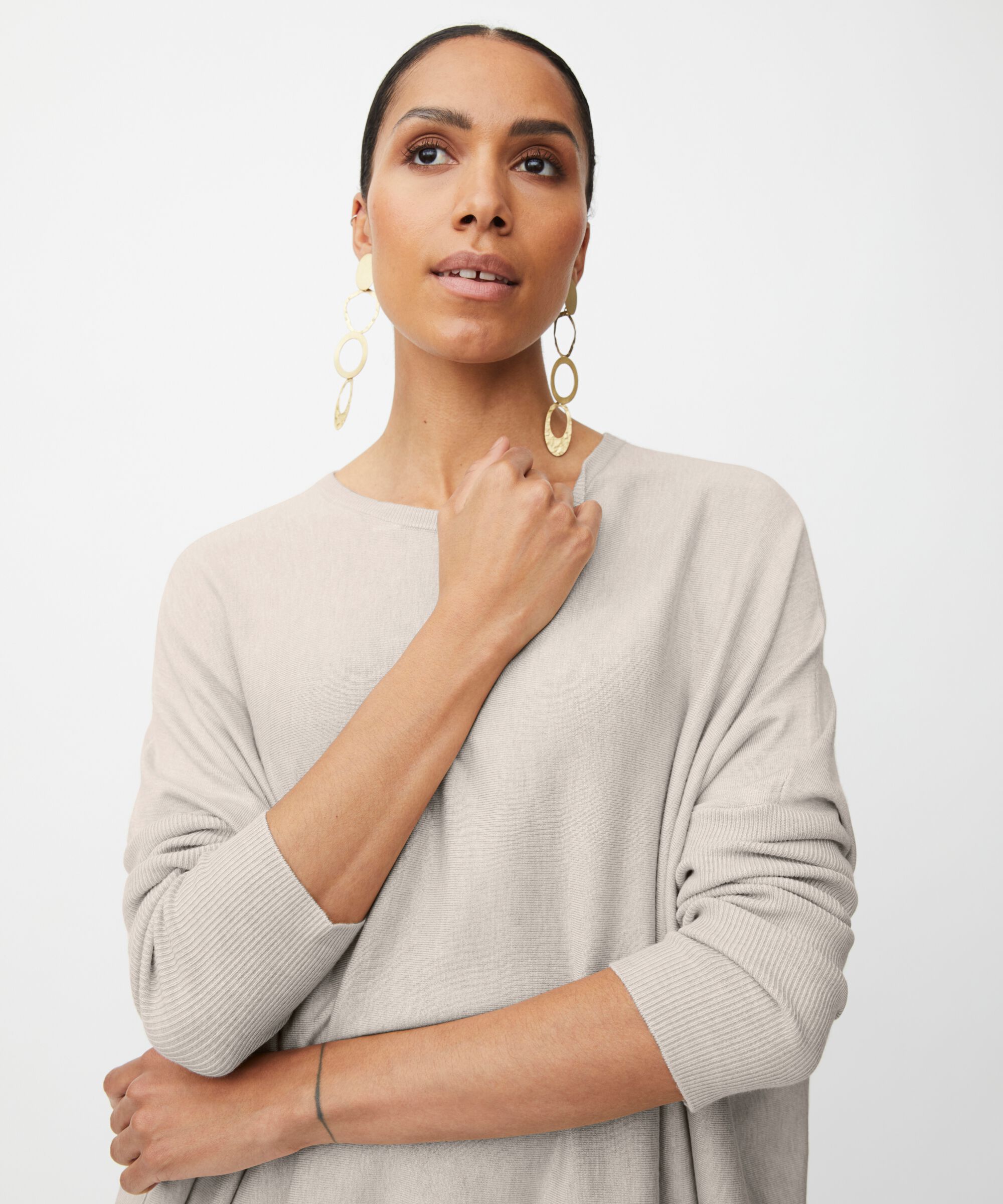 Oversize-pullover Mit Schmalen Ärmeln, L beige mel