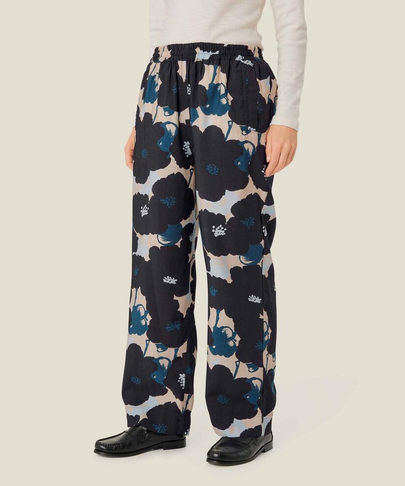 Bedruckte Viskosehose mit elastischem Bund, Moonlit Ocean