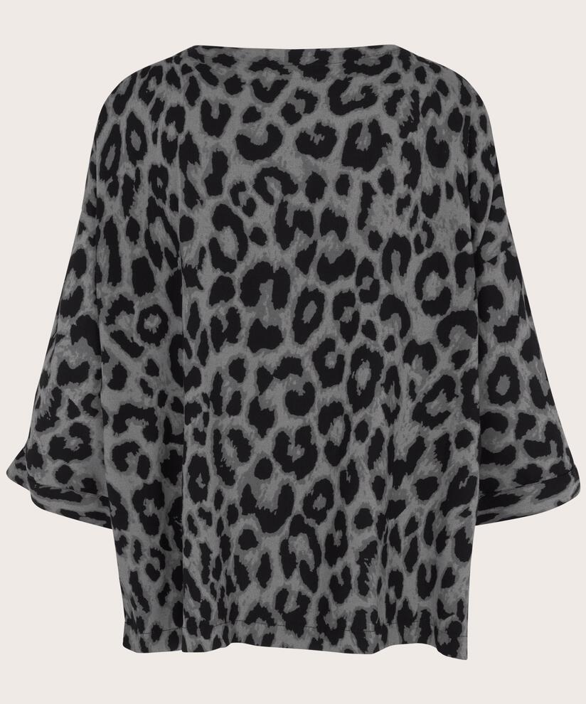 Viskosebluse Mit 3/4 Ärmeln, Steel Grey