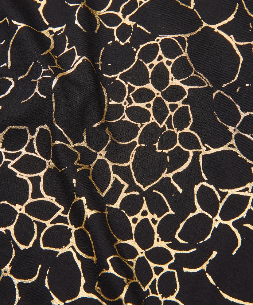 Oversize-Jersey-Top mit schmalen Ärmeln und Goldprint, Gold