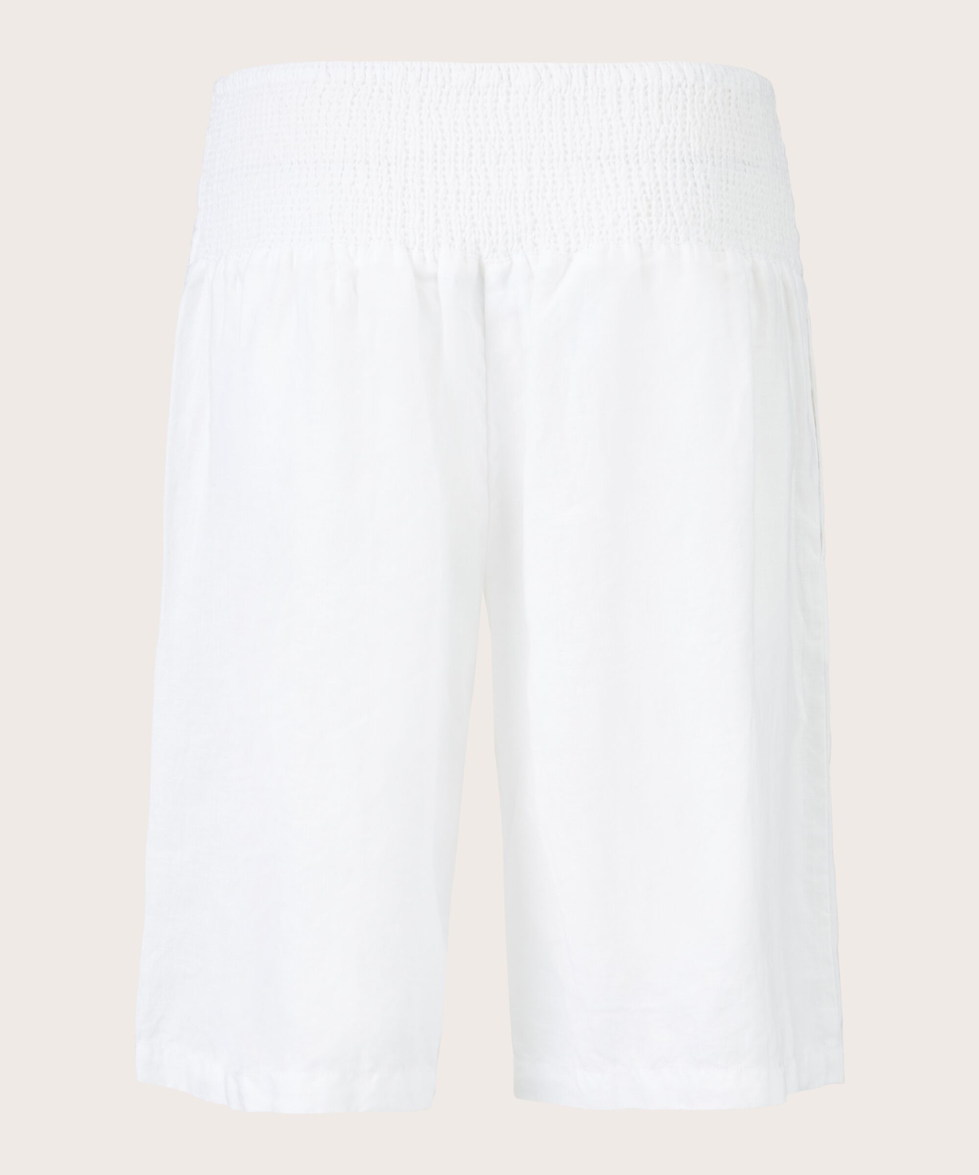 Leinenshorts Mit Gesmoktem Gummizug Hinten, White