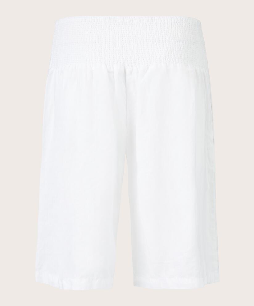 Leinenshorts Mit Gesmoktem Gummizug Hinten, White