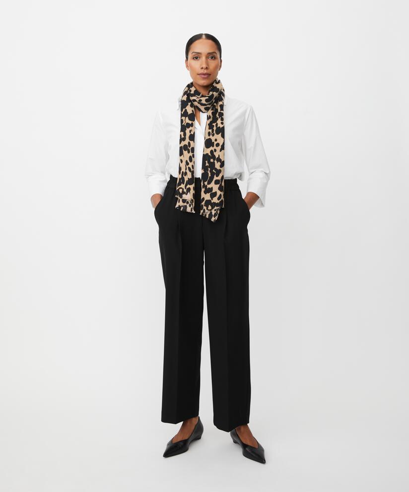 Wollschal mit Leopardenmuster und Glitzerfaden, Oxford Tan