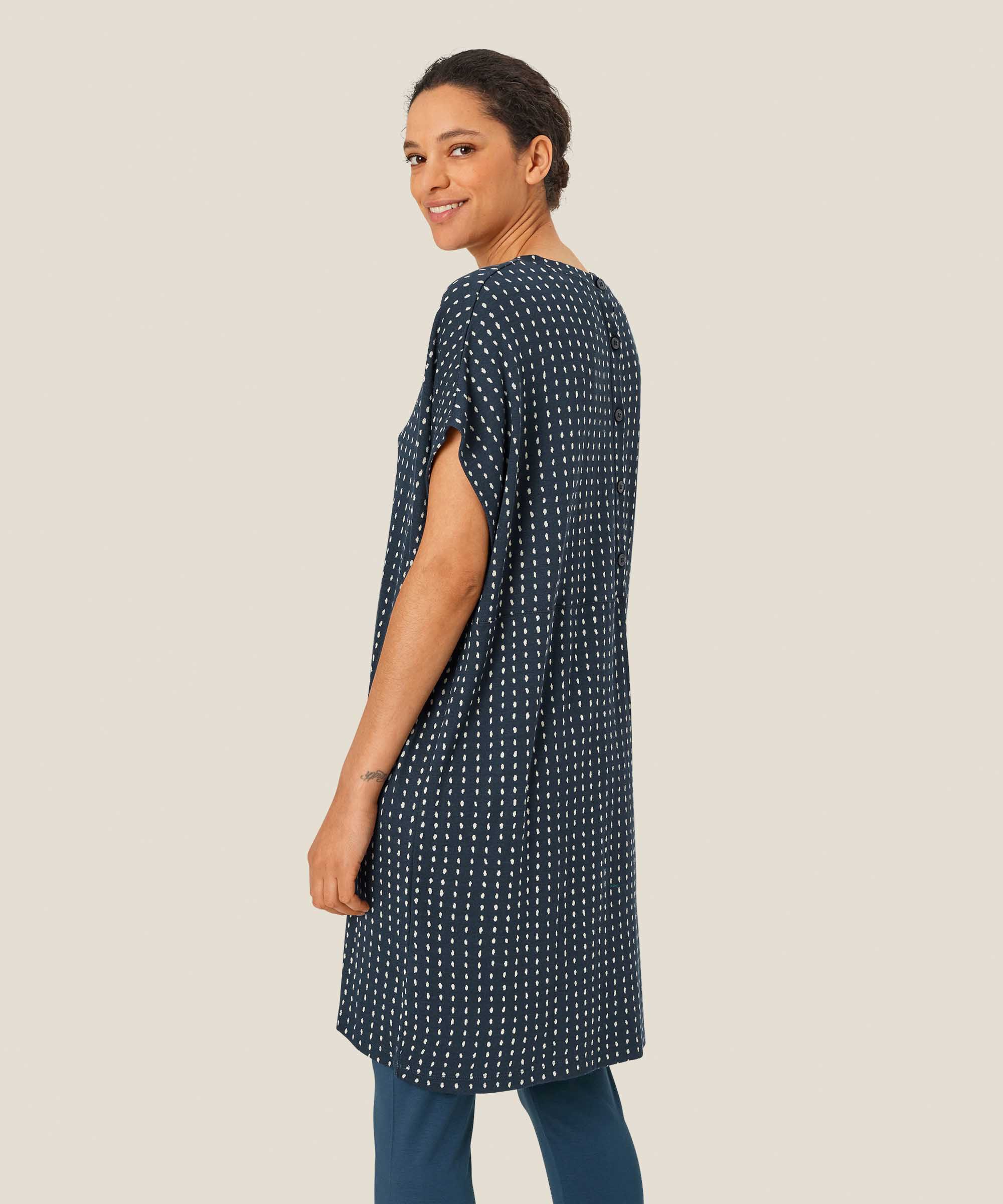 Jersey-Tunika mit Knopf-Detail auf der Rückseite, Mood Indigo