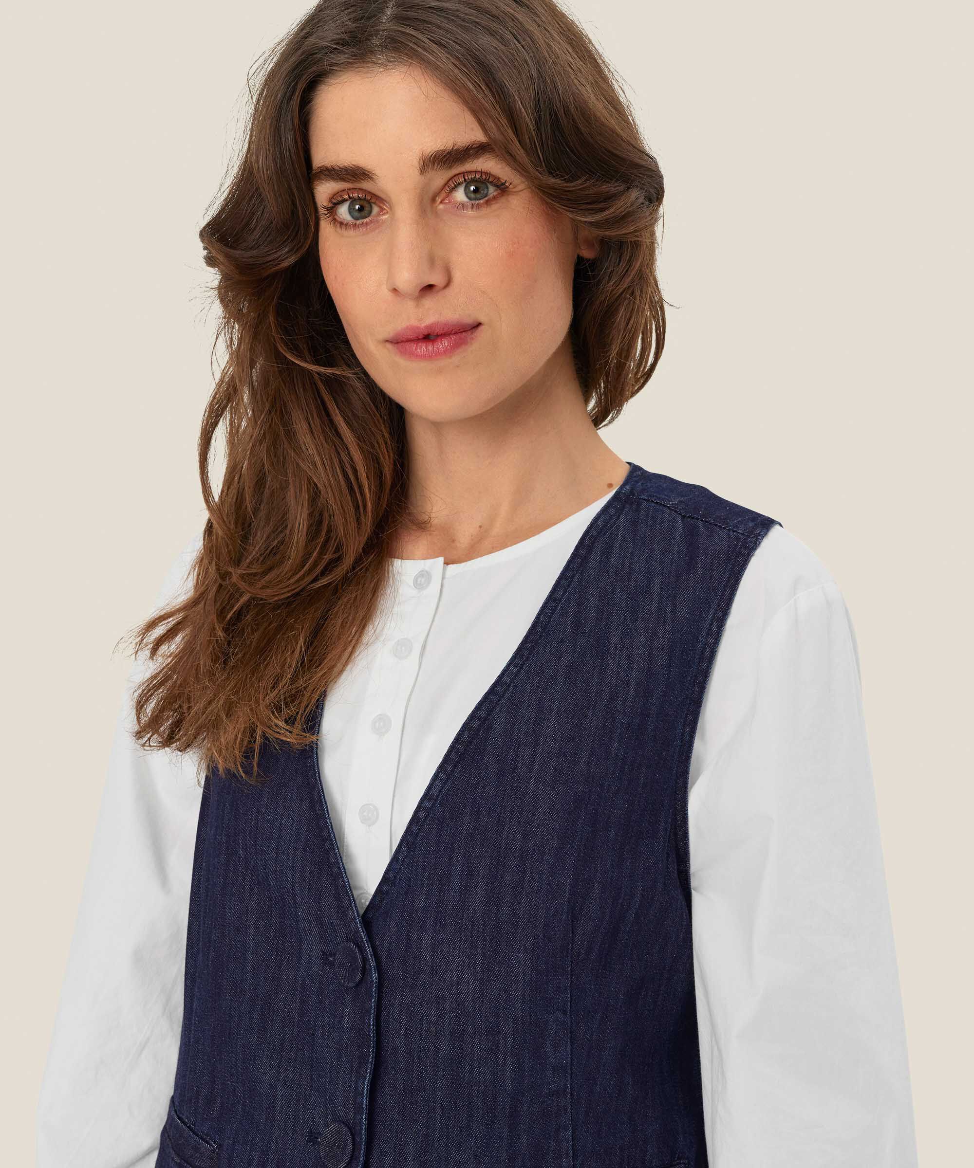 klassische Weste in weicher Denim-Qualität, Dark Denim