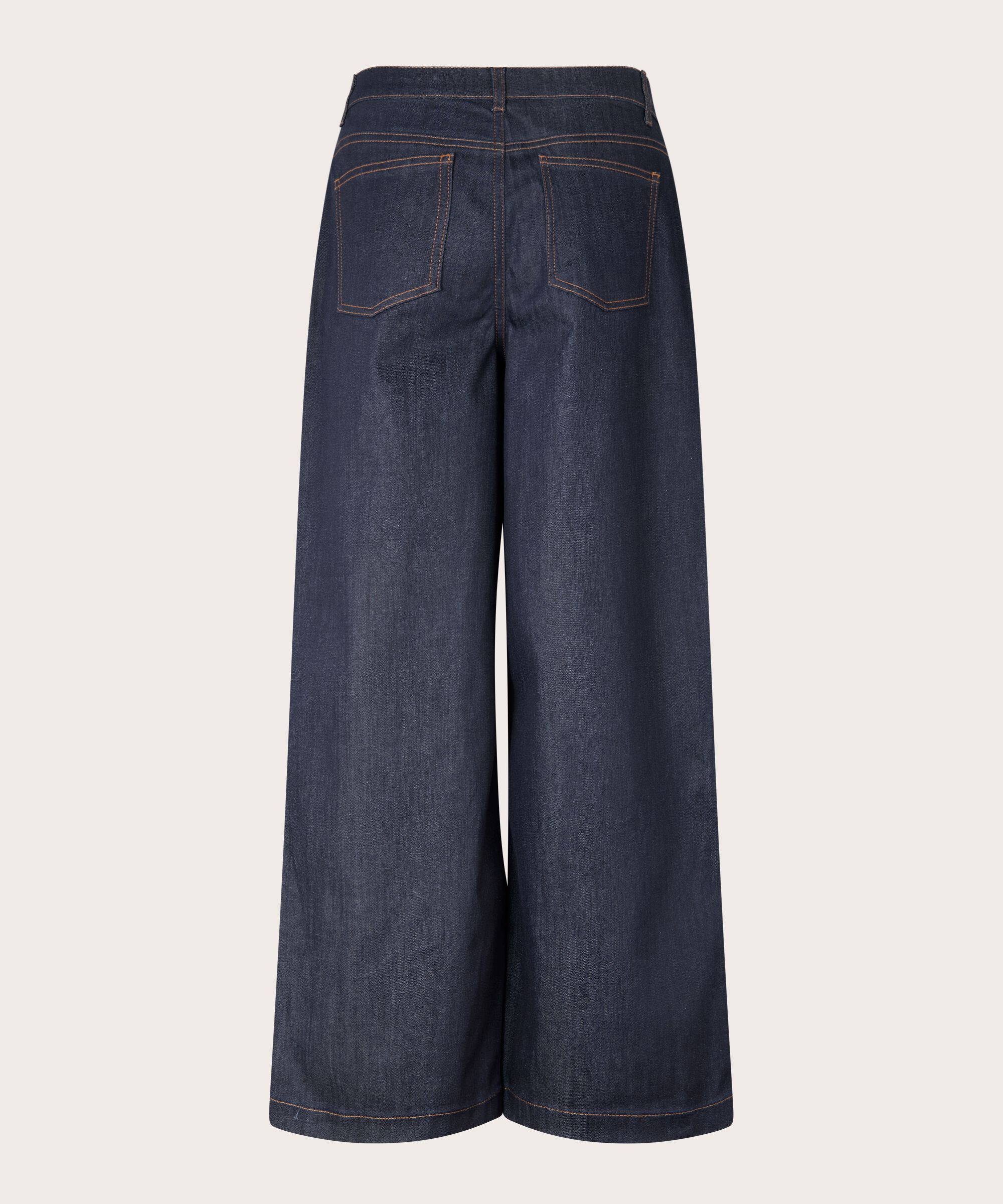 Jeans mit Stretch und Weite an den Beinen, Dark Denim