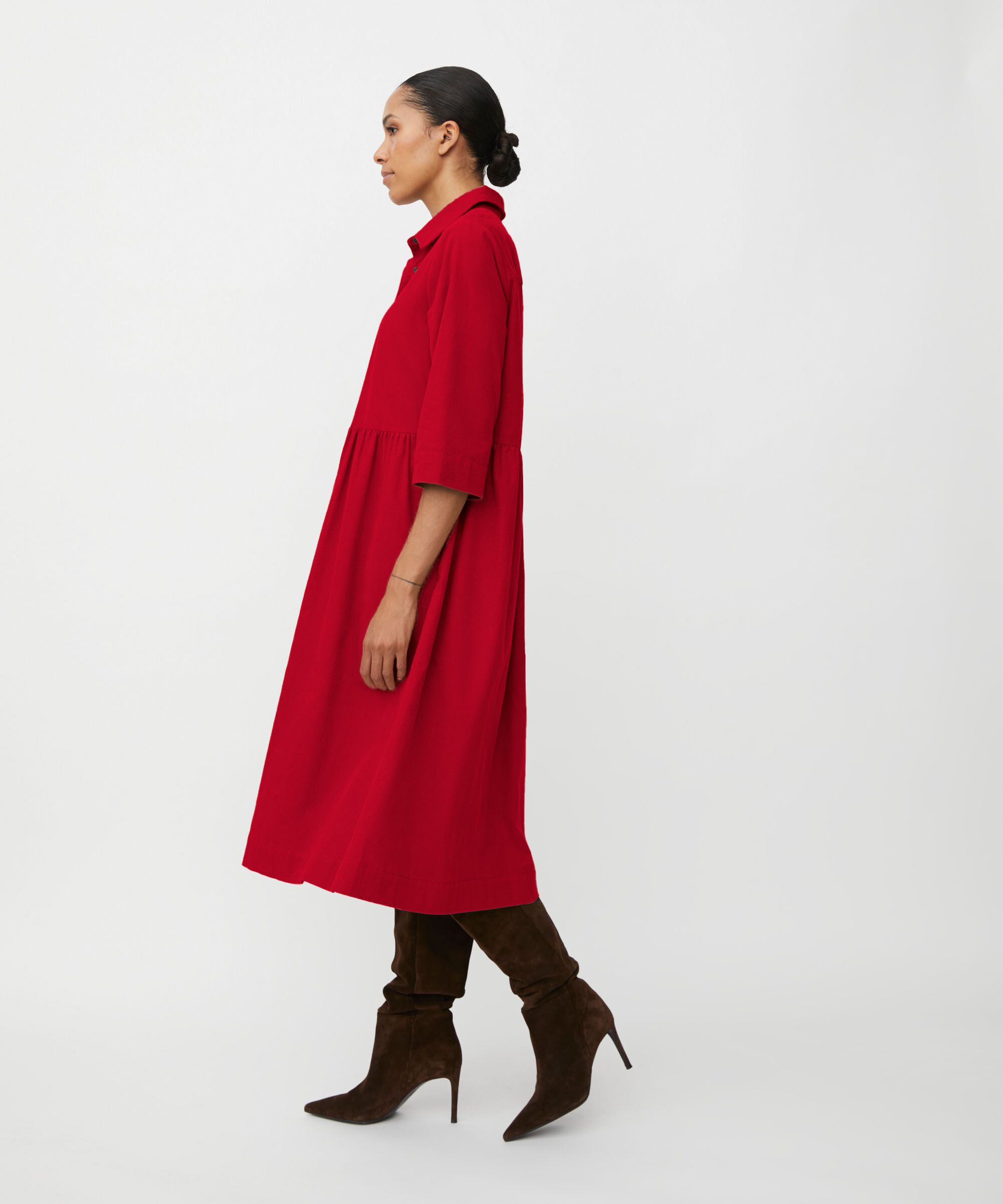 Samthemdkleid Mit 3/4-ärmeln, Scarlet Sage